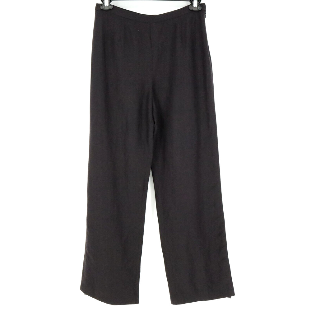 Kasper Dress Pants Womens 8 Black Linen Blend Wide Leg Lined Side Zipper Career - Picture 2 of 12